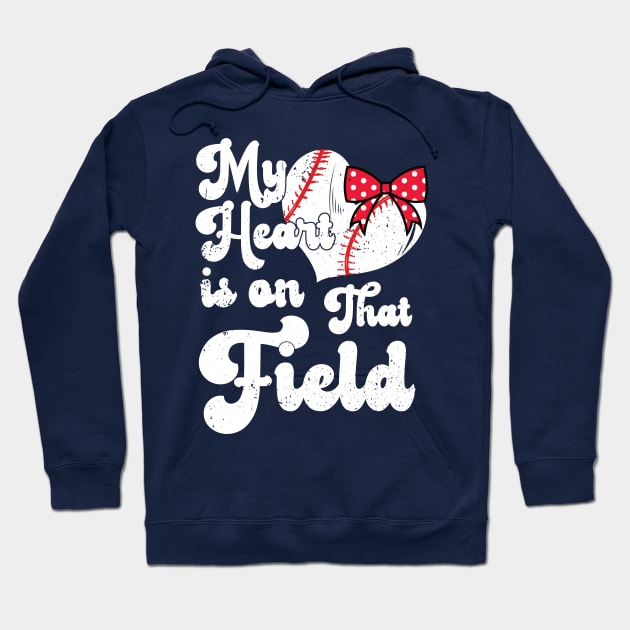 funny My Heart is on That Field softball baseball mom dad Softball Lover , Softball Mom Hoodie by Gaming champion